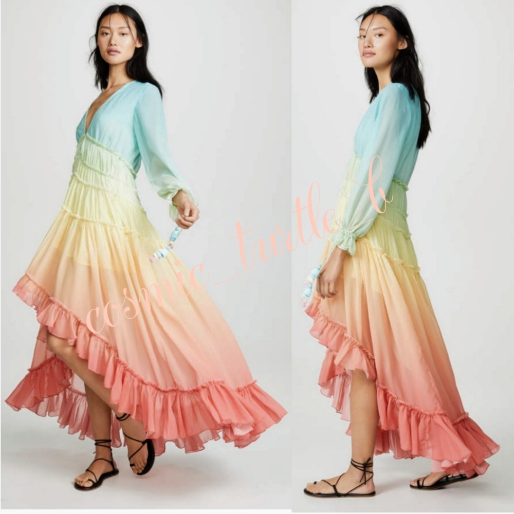 2X HP Rainbow Ombre Hi-Low Maxi Dress cover up - Picture 2 of 8
